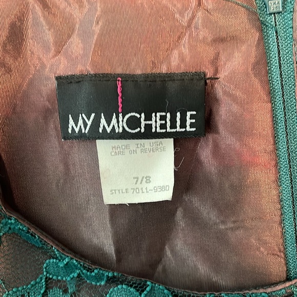 MY MICHELLE Women's Vintage green lace dress size 7/8 - Picture 3 of 4